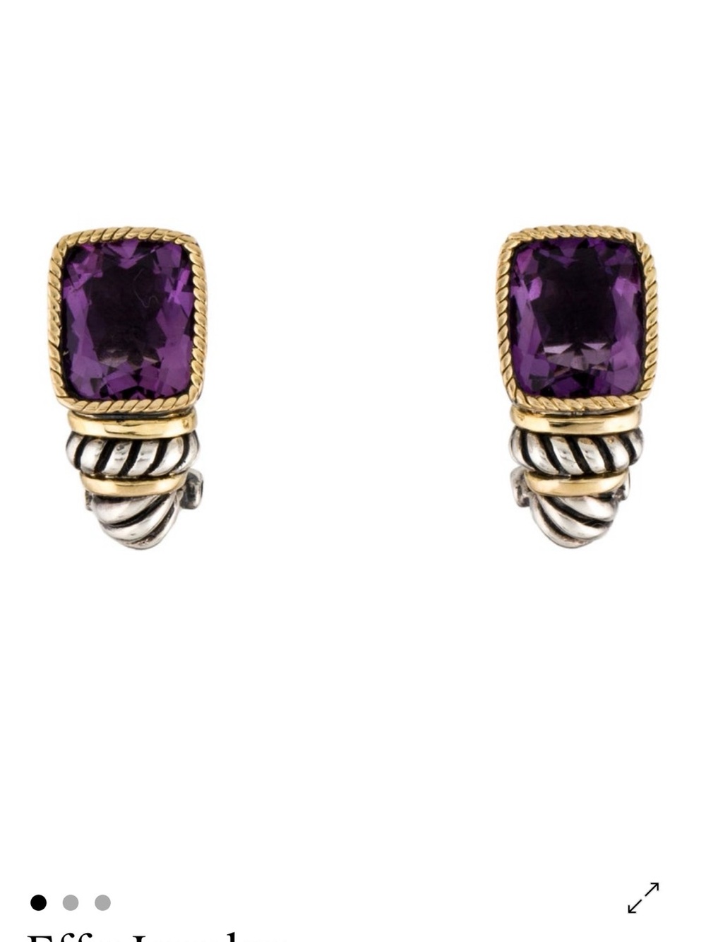 Effy Purple Amethyst Two-Tone Rope-Detail Drop Earrings
